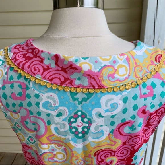 Talbots Medallion Interlock Shift Dress M Colorful Floral Sleeveless Summer - Picture 9 of 11